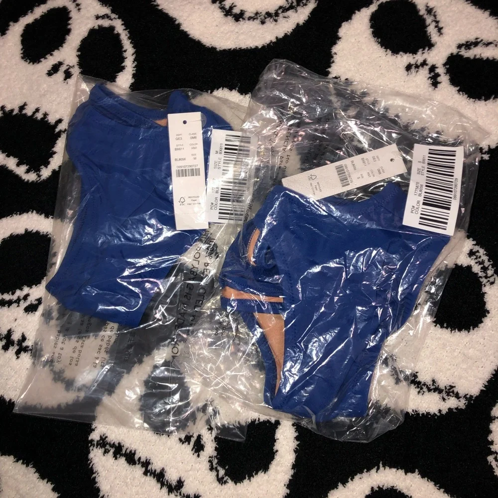 New J. Crew Heritage Blue Scoopnexk Bikini Top Swimsuit